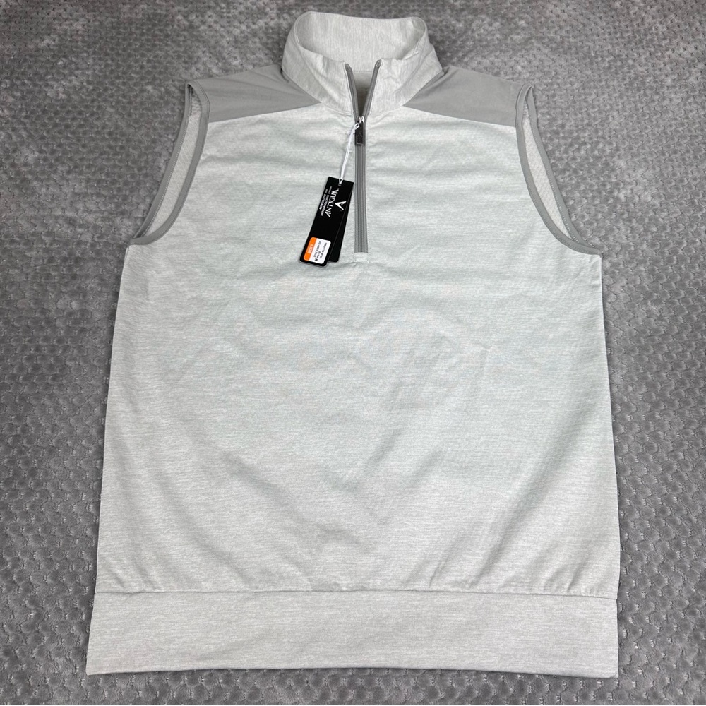 Antigua Element Vest NWT Mens Medium Gray Golf 1/4 Zip Performance Jacket New